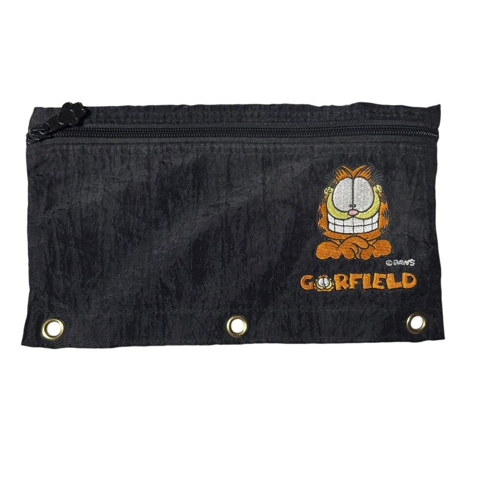 Vintage 1997 Garfield School Zipper Mead Pencil Pouch Soft Case 3 Ring Binder